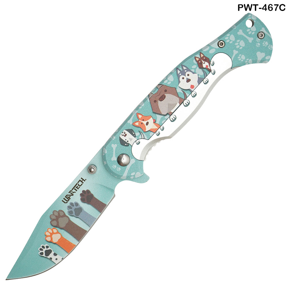 Doggie Spring Assist Pocket Knife - Teal