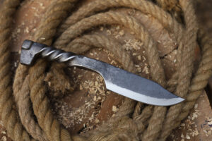 Hand-Forged Twisted Handle Railroad Fixed Blade Knife