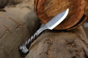 Hand-Forged Twisted Handle Railroad Fixed Blade Knife