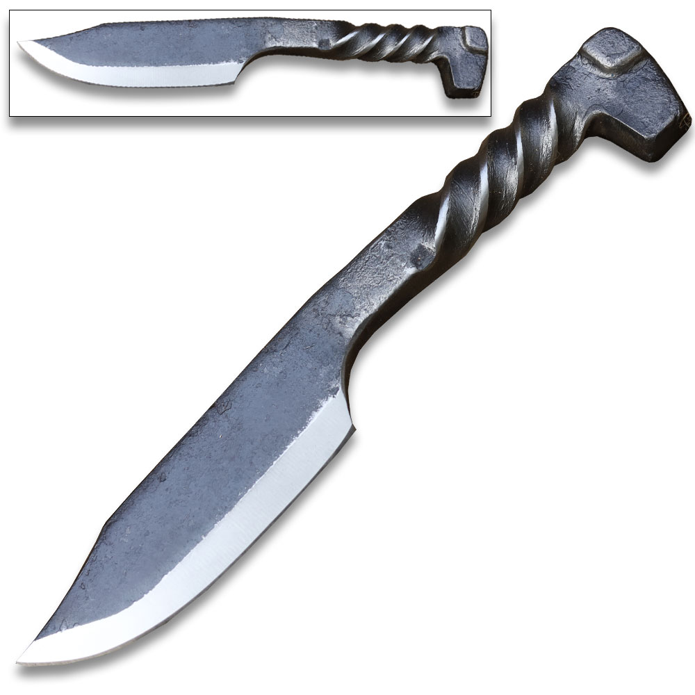 Hand-Forged Twisted Handle Railroad Fixed Blade Knife