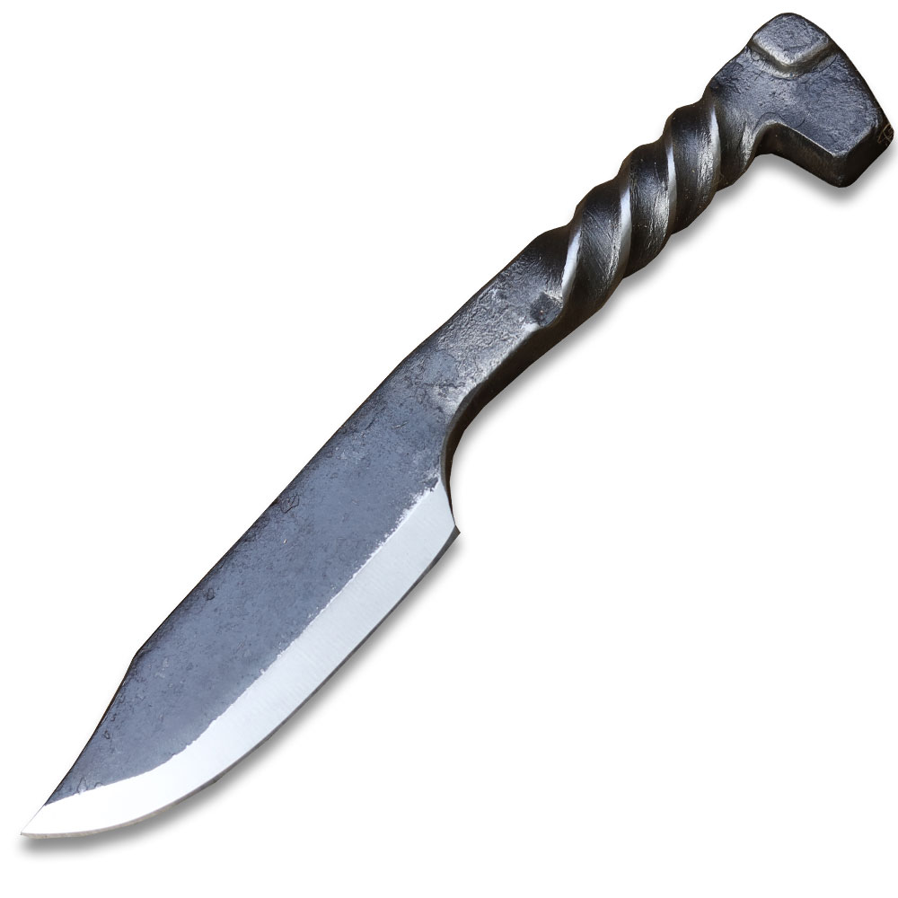 Hand-Forged Twisted Handle Railroad Fixed Blade Knife