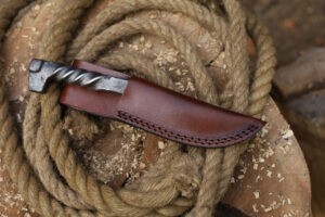 Hand-Forged Twisted Handle Railroad Fixed Blade Knife