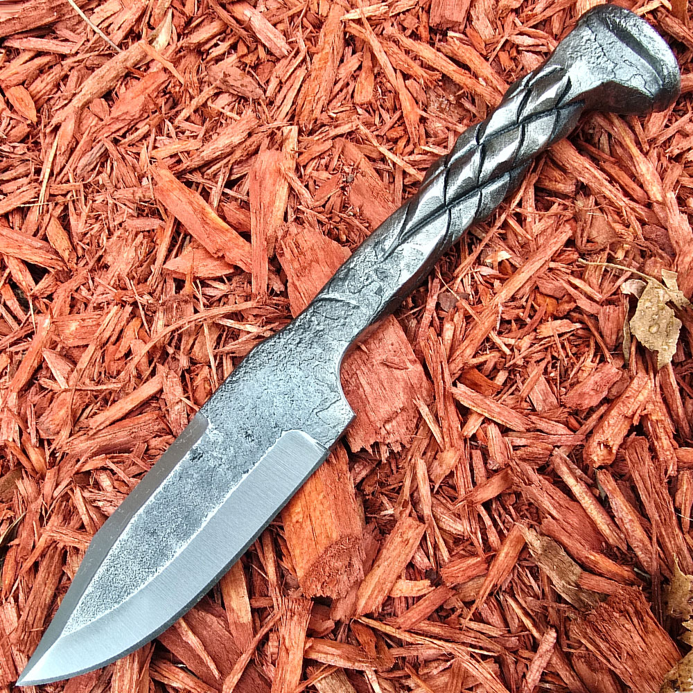 Forged Iron Railroad Twisted Handle Hunter Knife