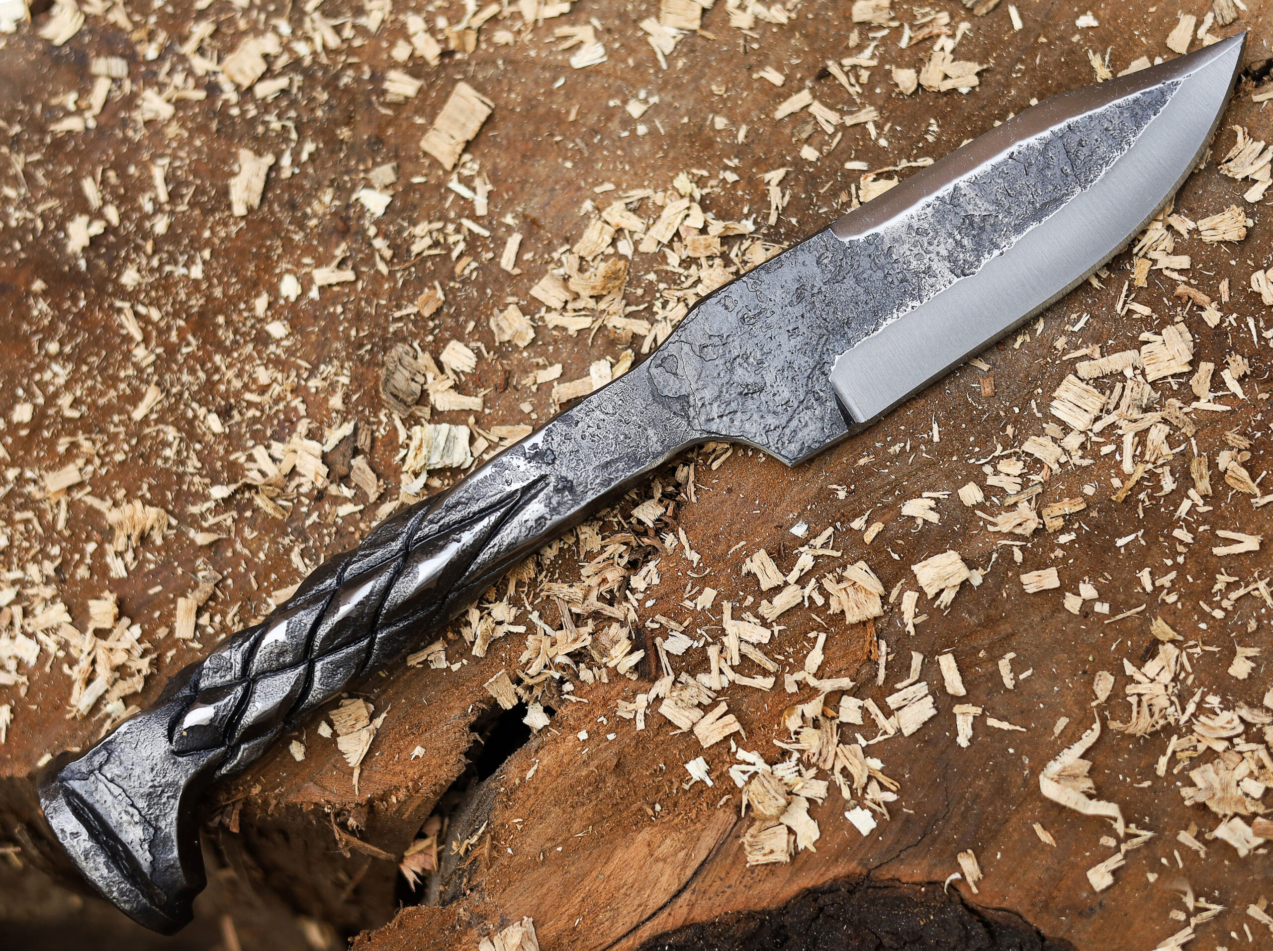 Forged Iron Railroad Twisted Handle Hunter Knife
