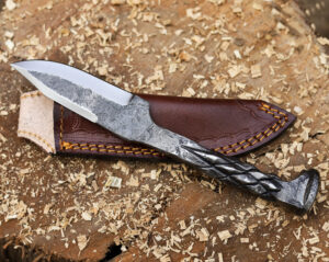 Forged Iron Railroad Twisted Handle Hunter Knife