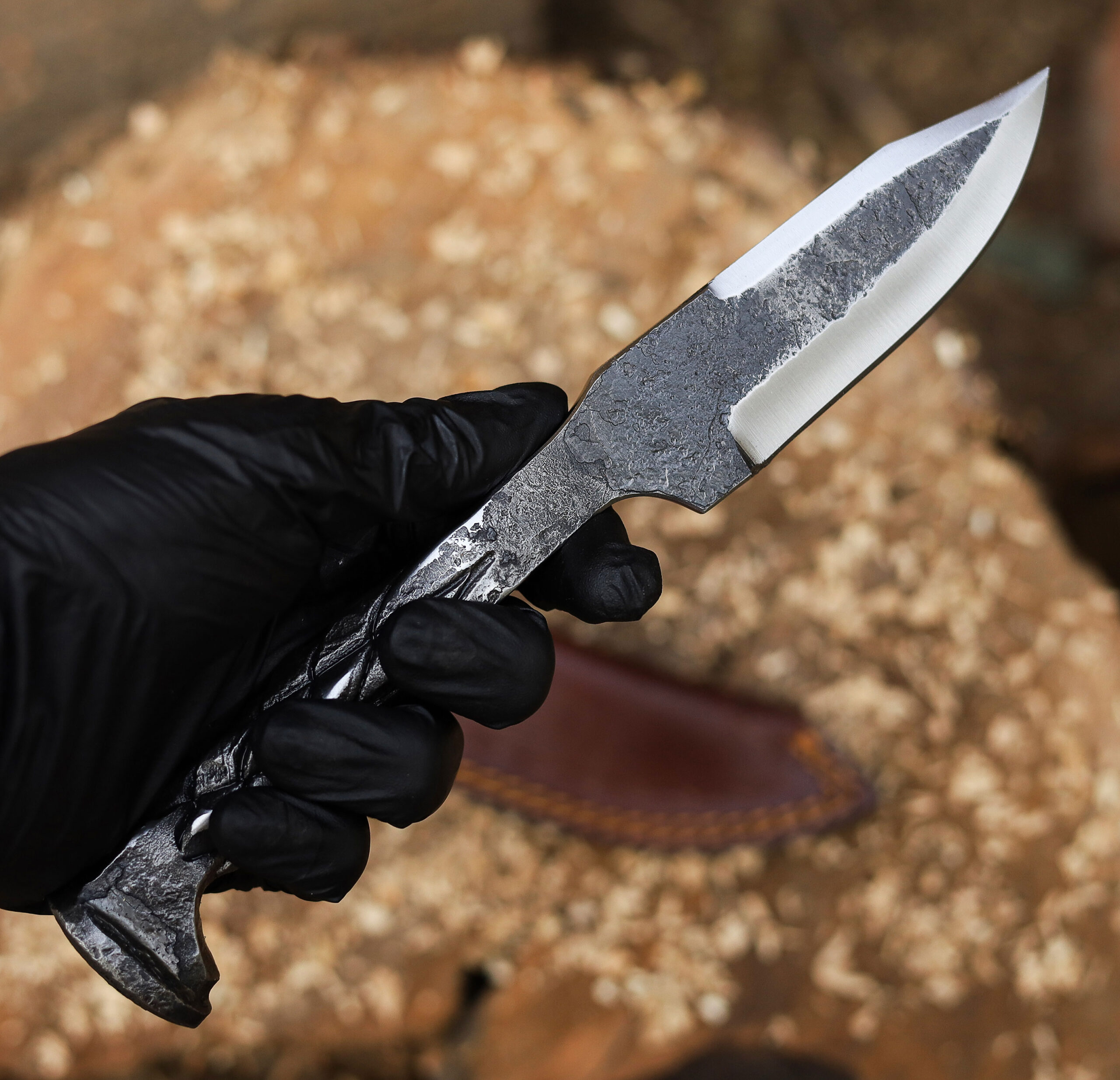 Forged Iron Railroad Twisted Handle Hunter Knife