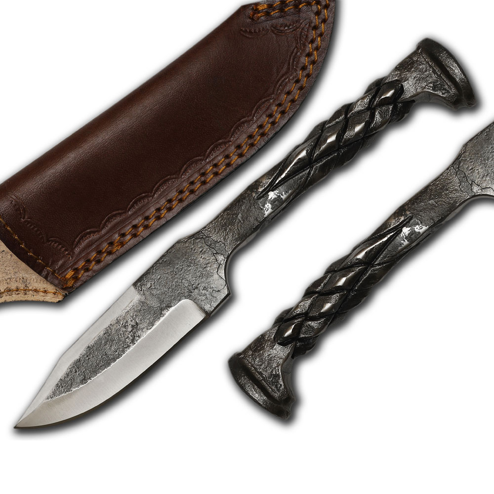 Forged Iron Railroad Twisted Handle Hunter Knife