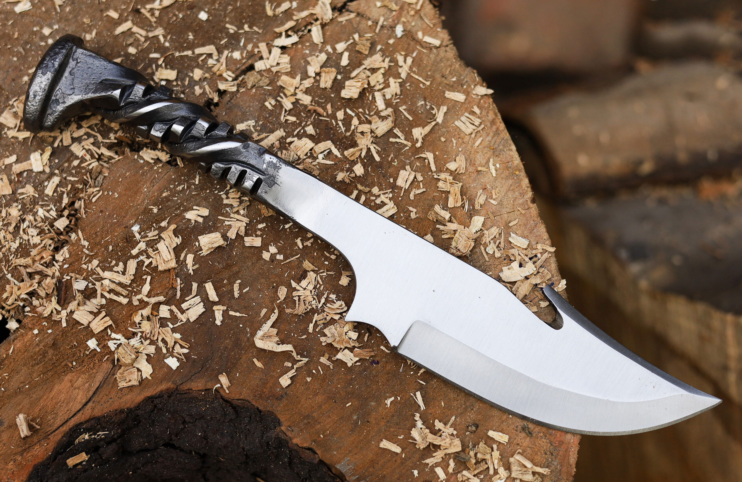 Handforged Iron Railroad Twisted Handle Tracker Gut Hook Knife II