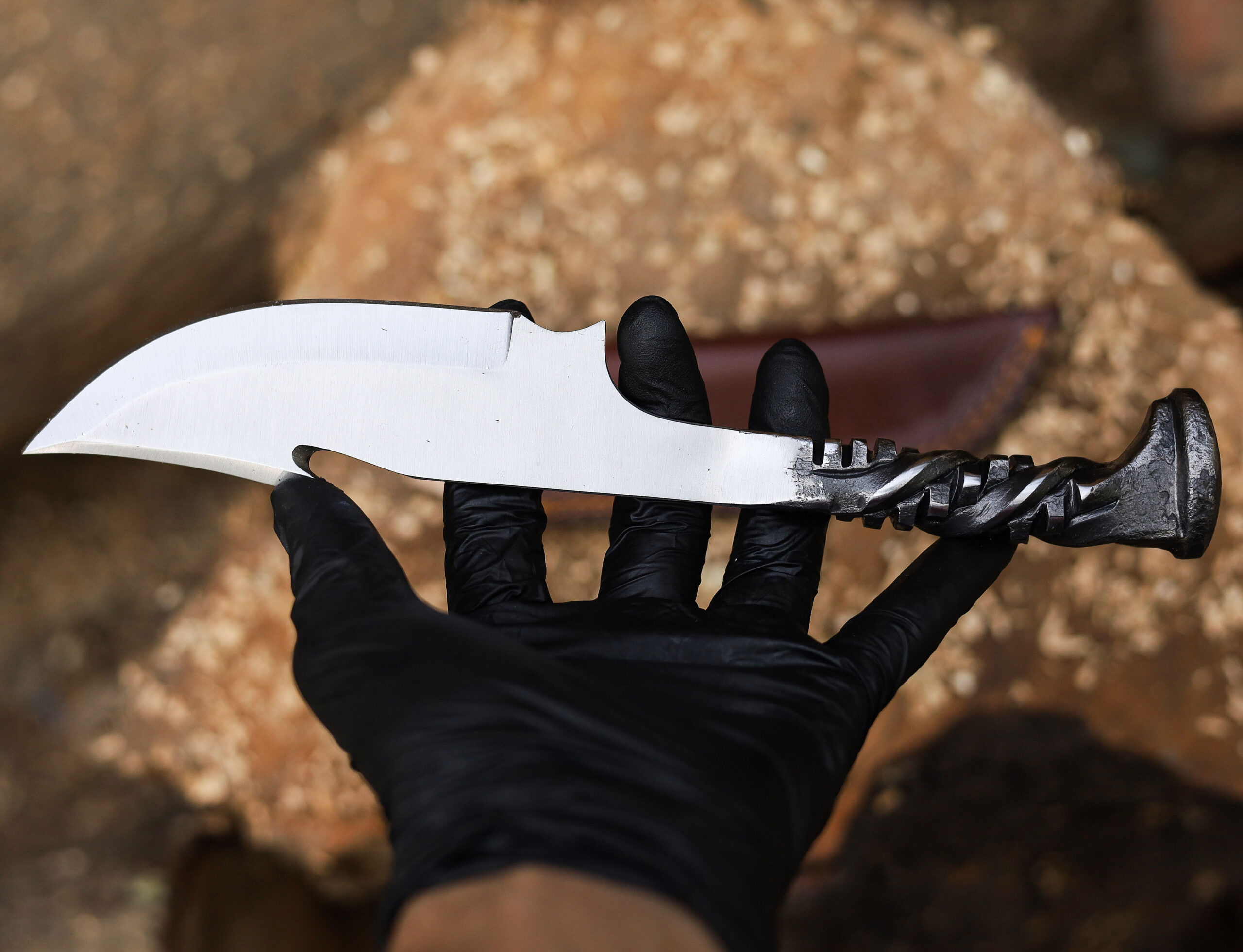 Handforged Iron Railroad Twisted Handle Tracker Gut Hook Knife II