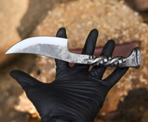 Twisted Railroad Spike Carbon Steel Skinner Knife