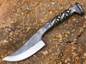 Twisted Railroad Spike Carbon Steel Skinner Knife