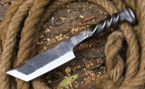 Twisted Railroad Spike Carbon Steel Japanese Tanto Knife