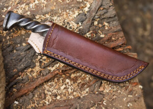 Twisted Railroad Spike Carbon Steel Japanese Tanto Knife