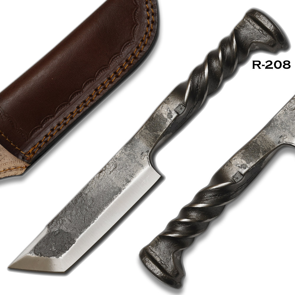 Twisted Railroad Spike Carbon Steel Japanese Tanto Knife