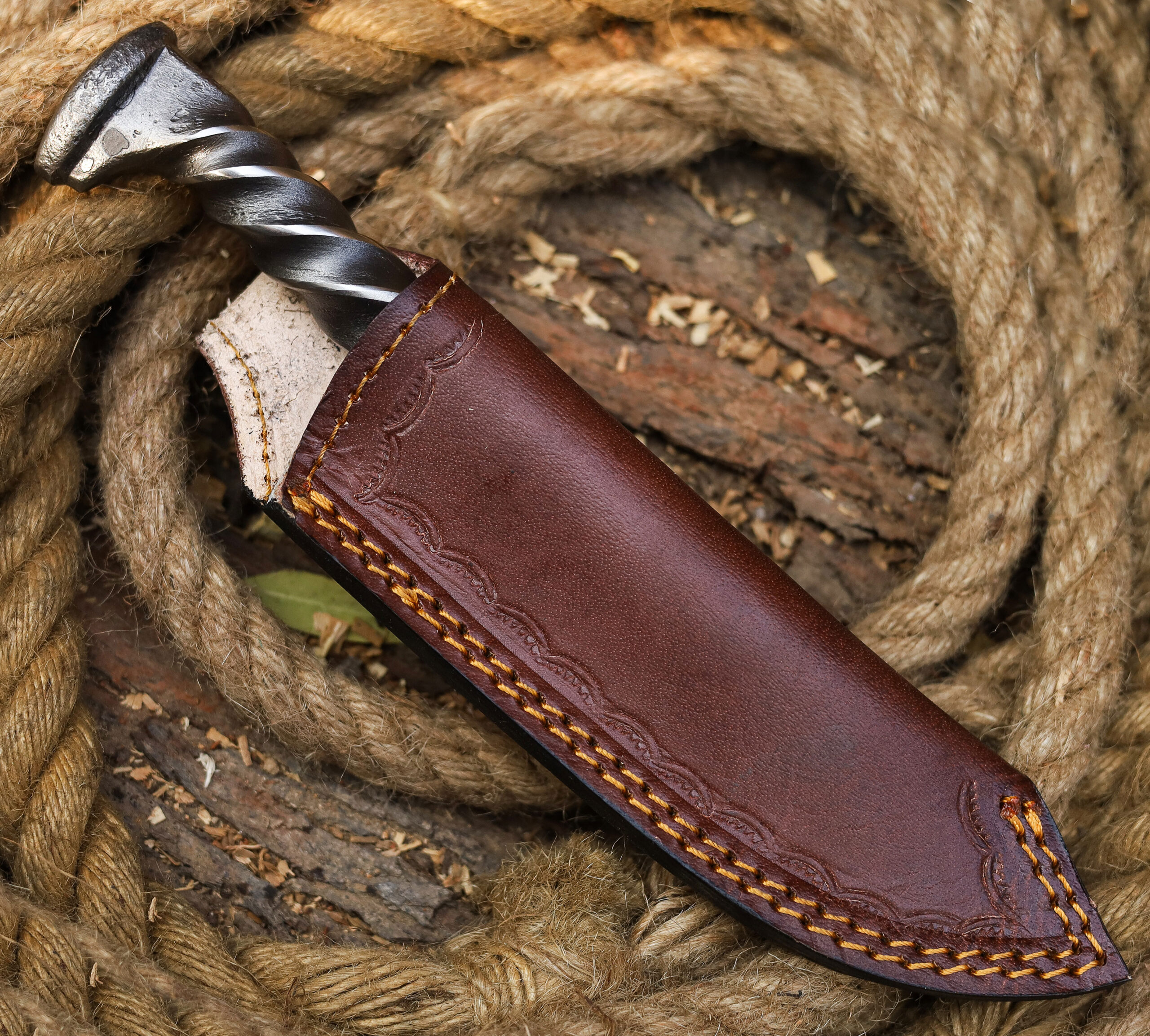 Handforged Twisted Railroad Spike Knife