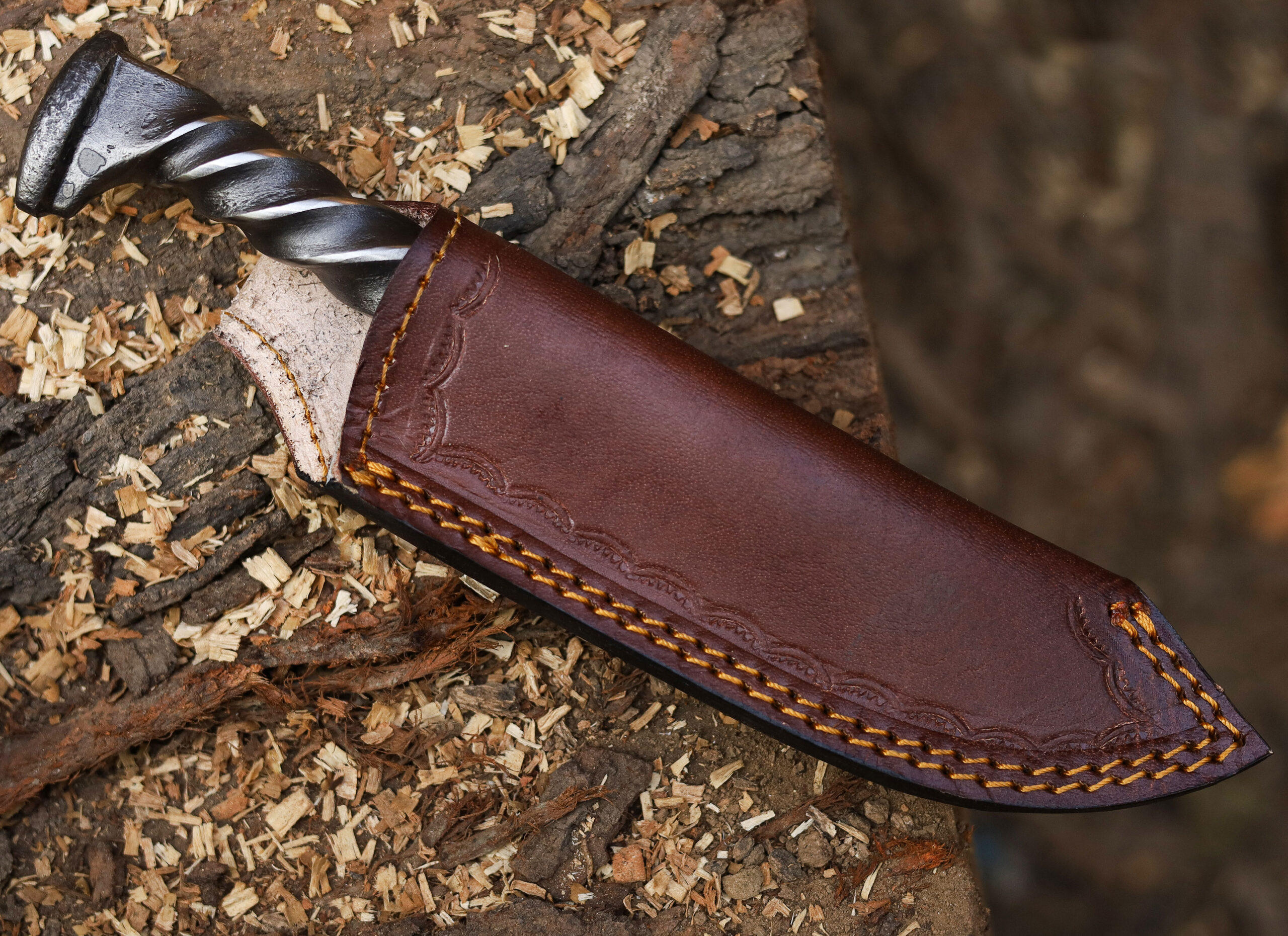 Handforged Twisted Railroad Spike Knife