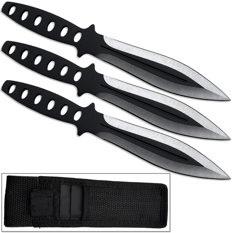 DeadEye Precision Throwing Knife Set 3pc Two Tone Black Stainles