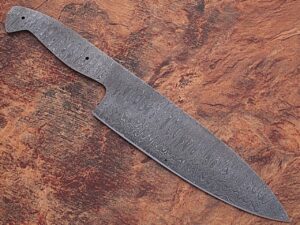 WHITE DEER Damascus Full Tang Ladder Pattern Blank Chef Knife - Ltd.Edition 5