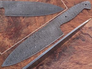 WHITE DEER Damascus Full Tang Ladder Pattern Blank Chef Knife - Ltd.Edition 5