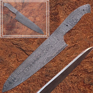 Damascus Full Tang Ladder Pattern Blank Chef Knife