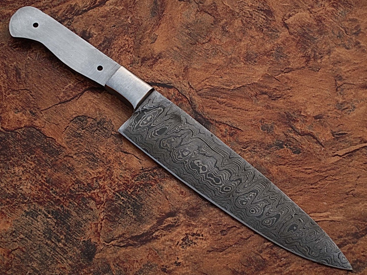 Custom Made Damascus Making Ladder Pattern Chef Knife blank