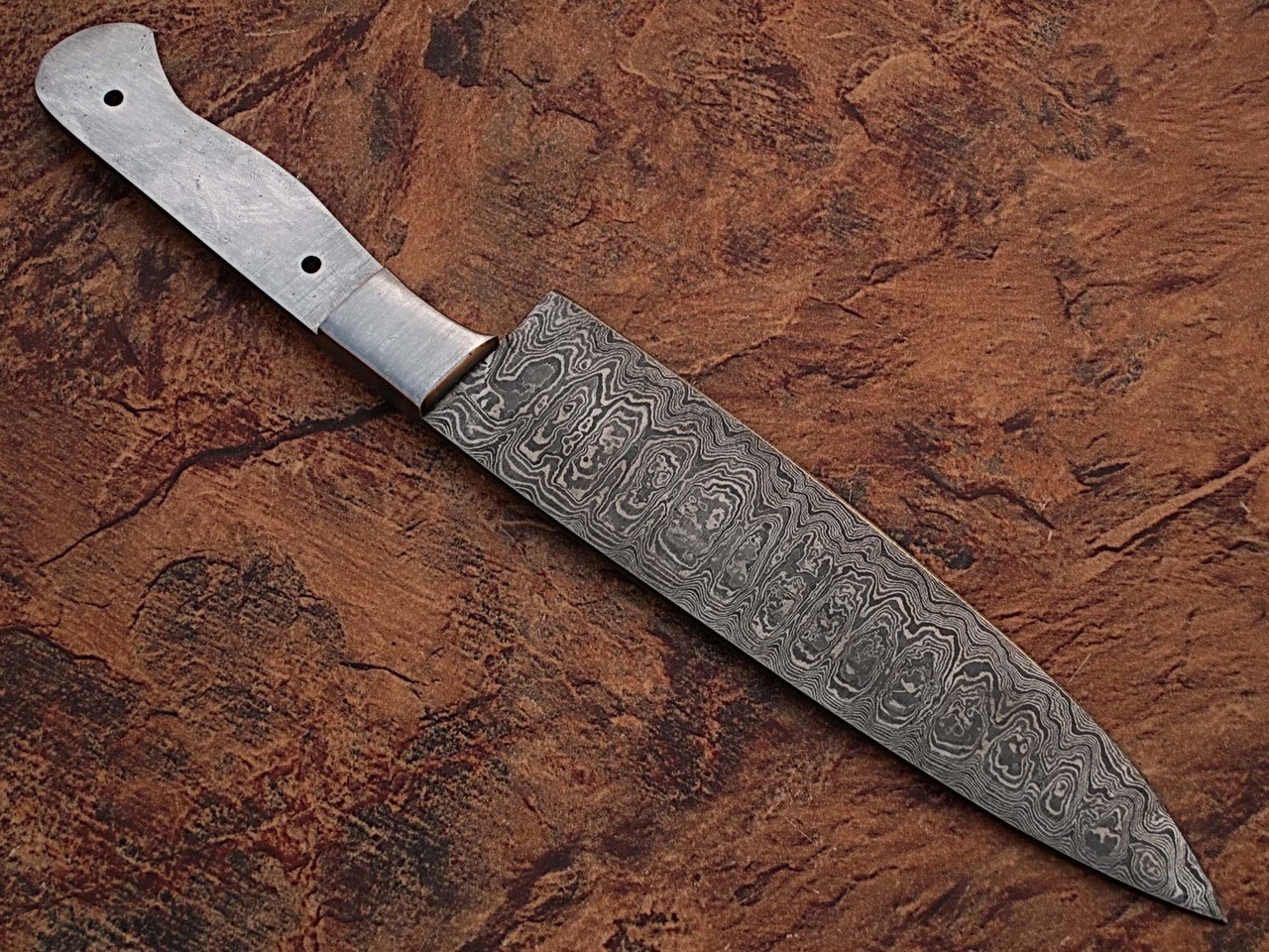 Custom Made Damascus Making Ladder Pattern Chef Knife blank