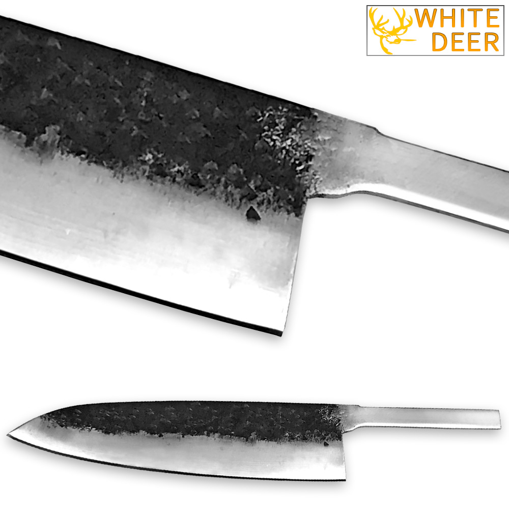 WHITE DEER 1095 Forged Steel Blank Santoku Chef Knife Japanese Cutlery Extreme Sharp AF