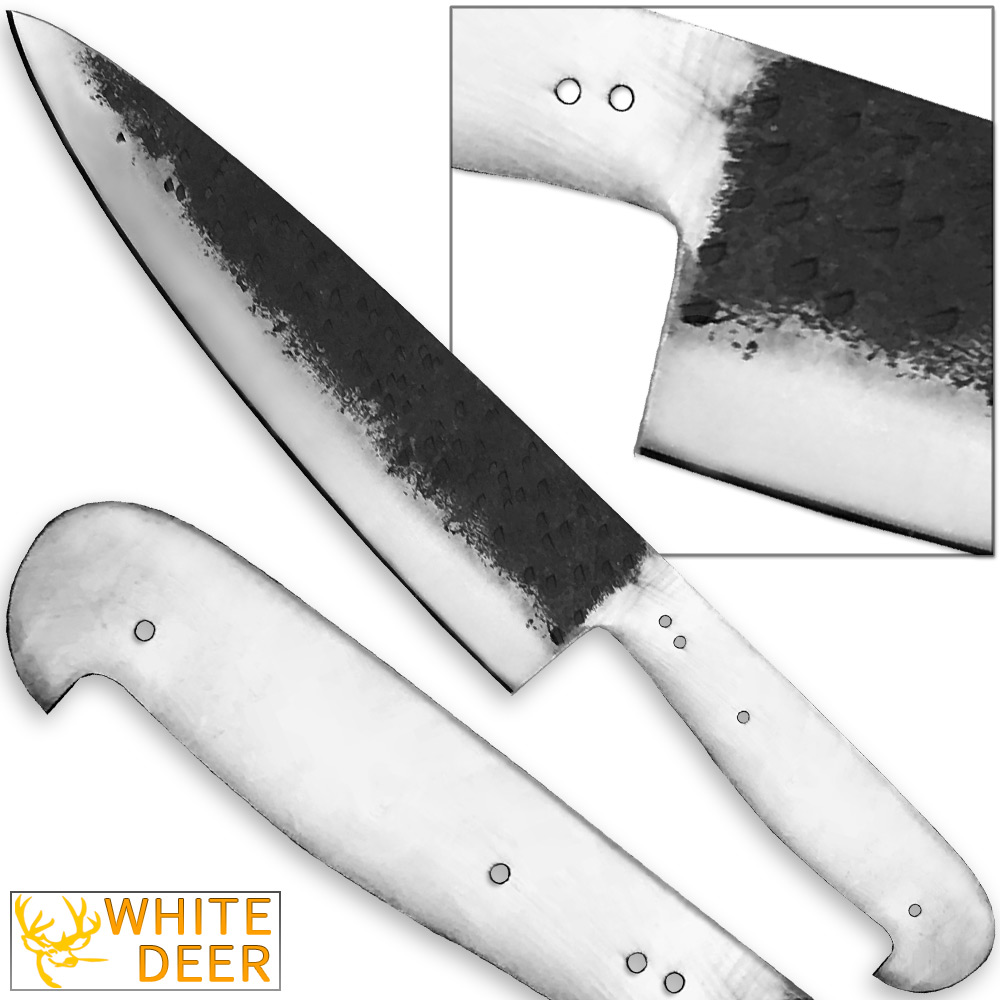 WHITE DEER 1095 Forged Steel 12in Blank Knife Japanese Chef Cutlery 58-60 HRC