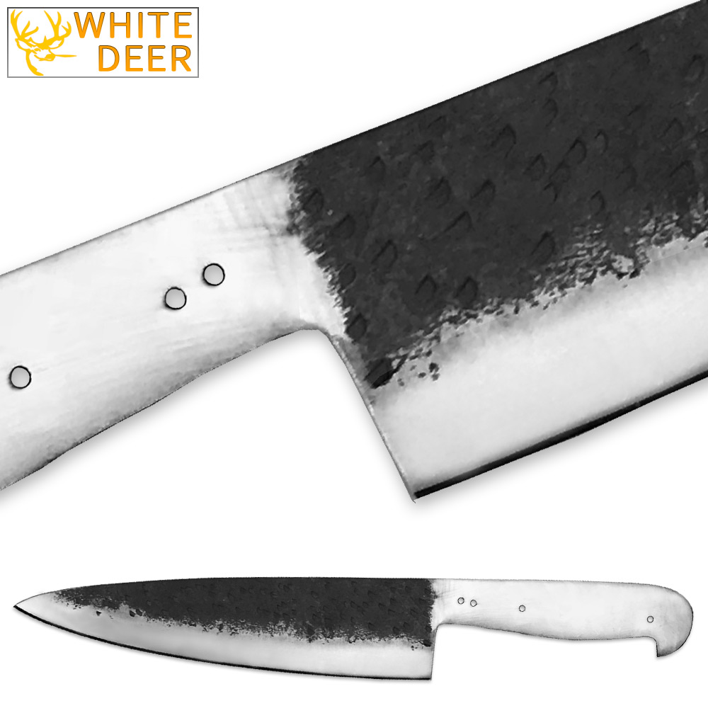 WHITE DEER 1095 Forged Steel 12in Blank Knife Japanese Chef Cutlery 58-60 HRC