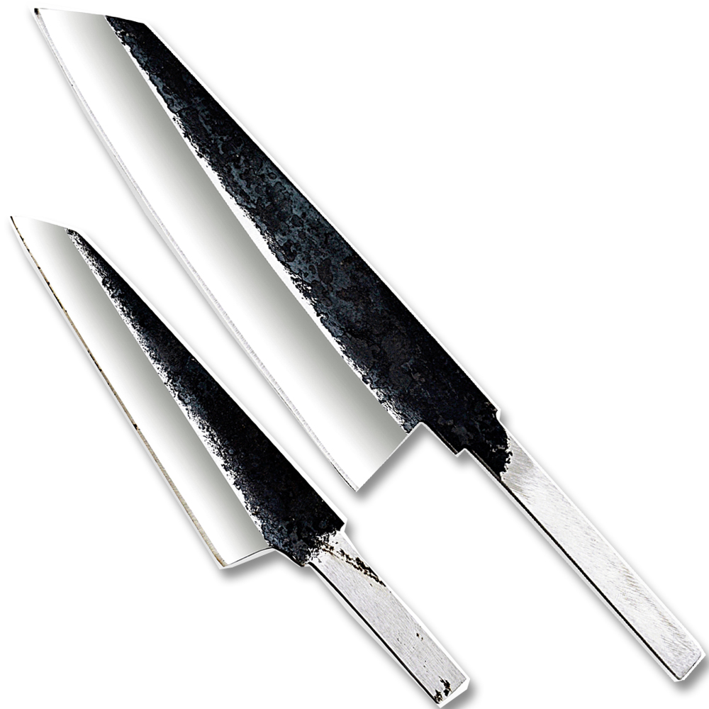 1095 Forged Steel Blank DIY Tanto Point Chef Knife Set of 2