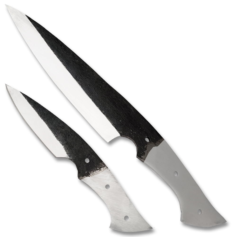 1095 Forged Steel Blank DIY Drop Point Chef Knife Set of 2