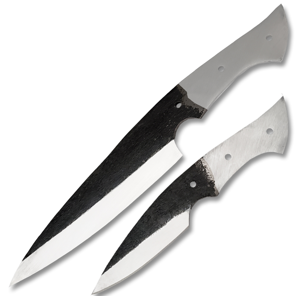 1095 Forged Steel Blank DIY Drop Point Chef Knife Set of 2