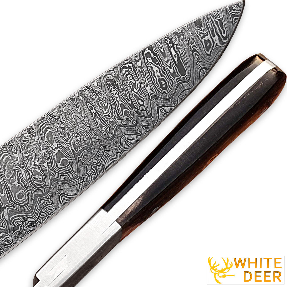 Handmade Damascus Steel Chef Knife Buffalo Horn Black Handle