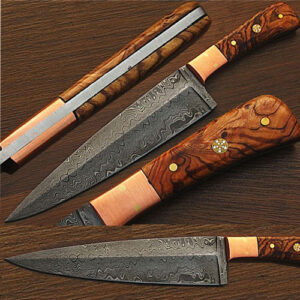 Handmade Custom Damascus Steel Chef Knife Olive Wood Handle