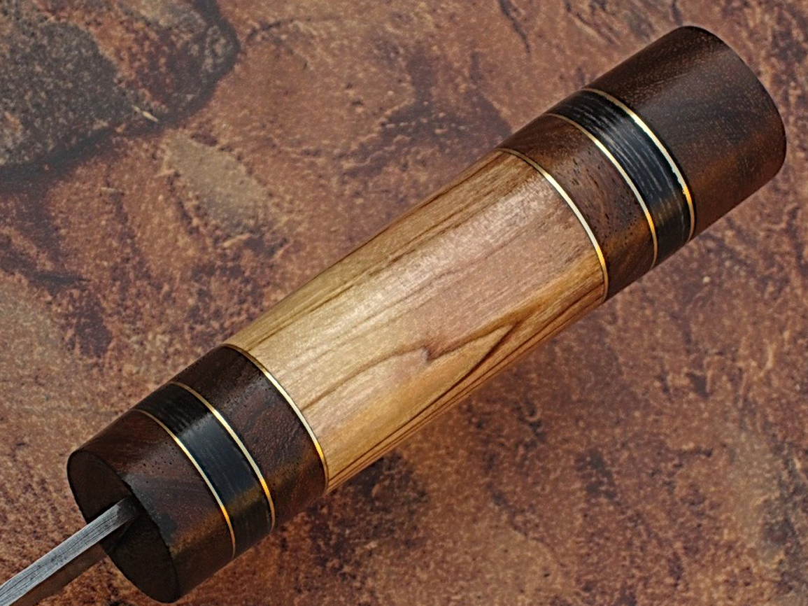 Custom Made Damascus Steel Olive wood ,Hard wood Handle