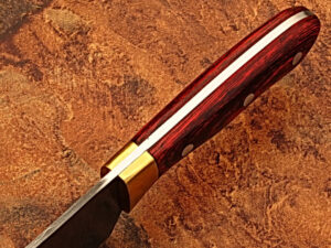 Custom Made Damascus Brass Guard Chef Knife Frost Wood Handle