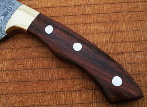 Damascus Chef Knife Rose Wood Handle with Rain-Drop Pattern