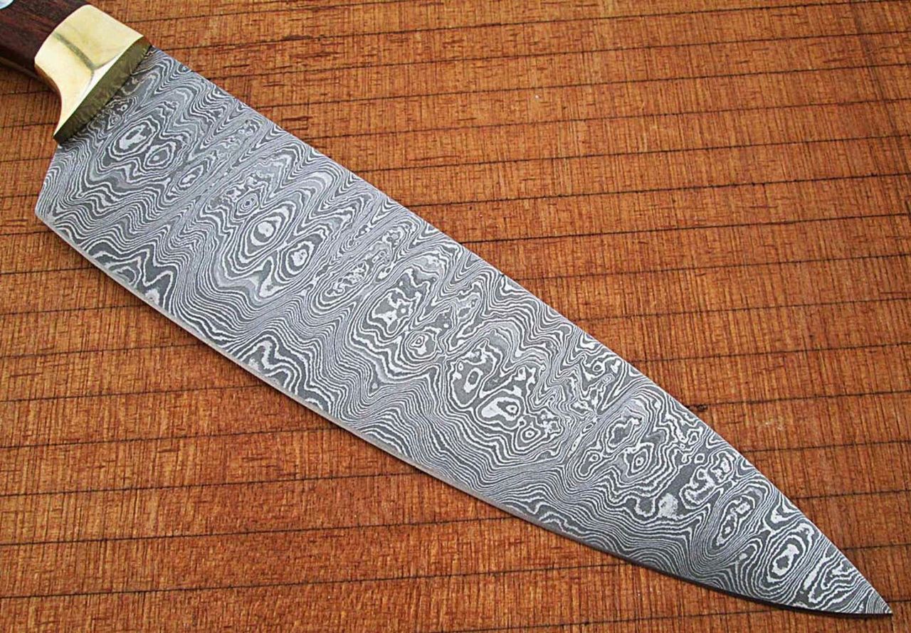 Damascus Chef Knife Rose Wood Handle with Rain-Drop Pattern