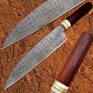 Custom Made Damascus Steel Chef Knife Rose Wood & Giraffe Handle …