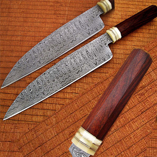 Custom Made Damascus Steel Chef Knife Rose Wood & Giraffe Handle …