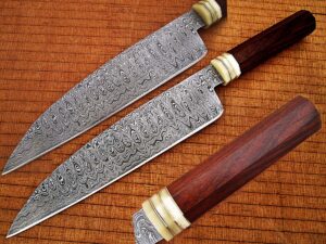 Custom Made Damascus Steel Chef Knife Rose Wood & Giraffe Handle …