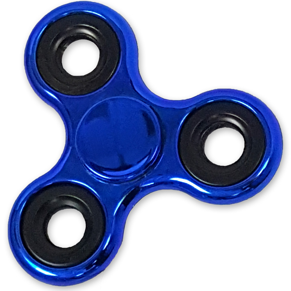 Shiny Blue Metallic Color Fidget Tri-Spinner EDC Bearing ADHD Focus Stress Reliever Hand Toys