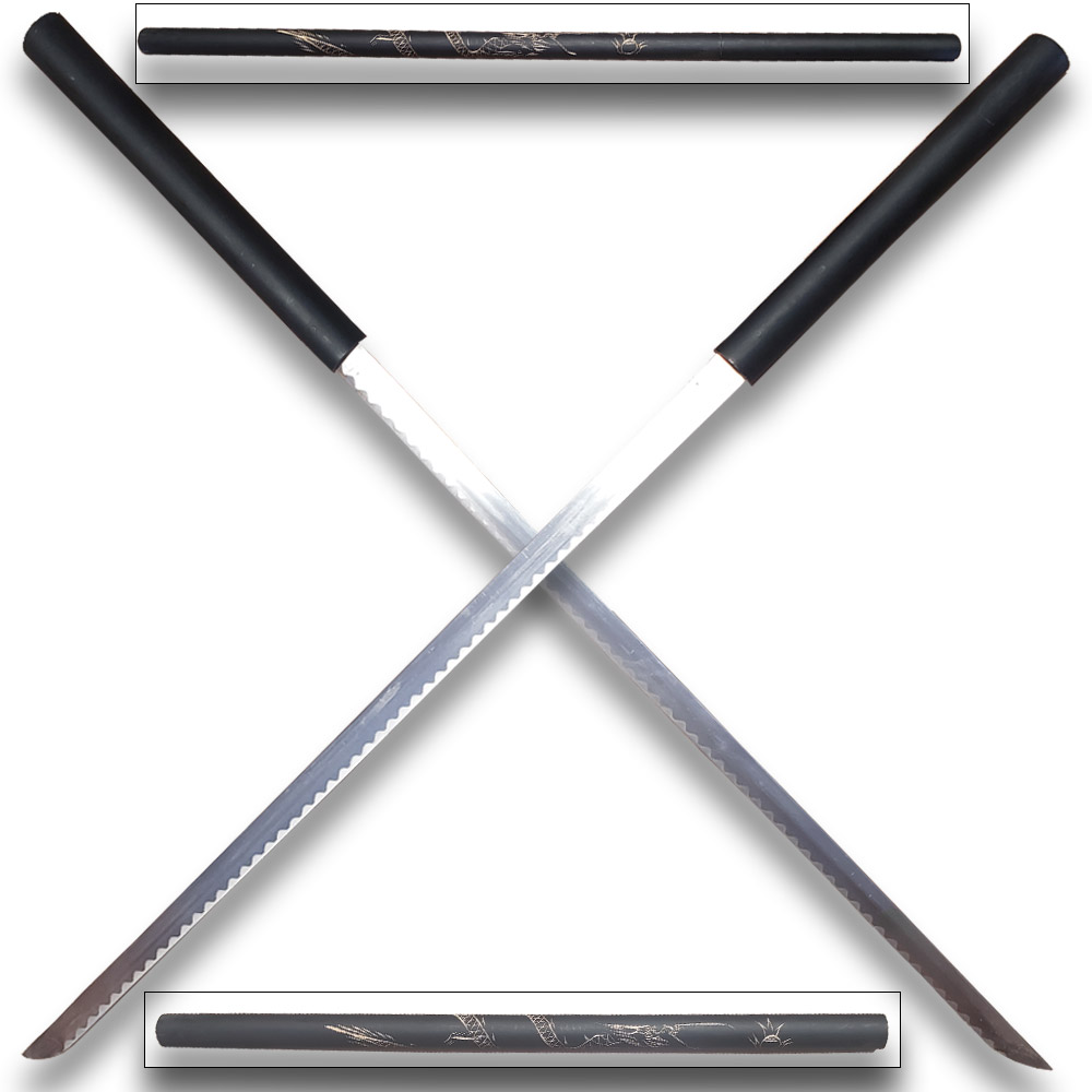 2 in 1 Black Dragon Ninja Double Blade Sword