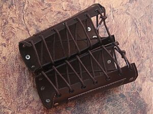 HAND MADE BROWN REAL Leather Armor Pointed Top Fantasy Medieval Halloween CUFF