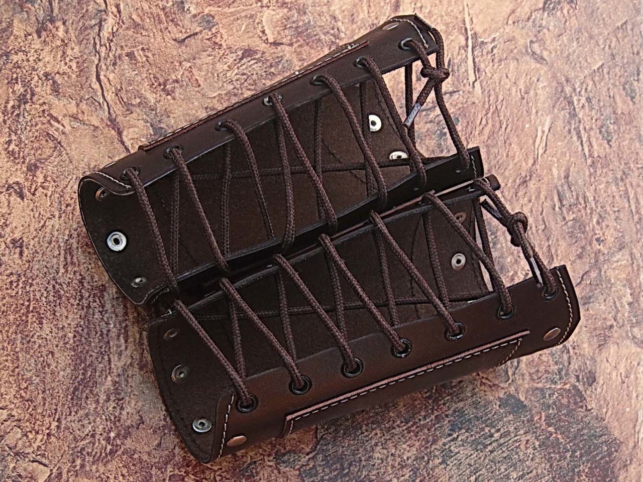 HAND MADE BROWN REAL Leather Armor Pointed Top Fantasy Medieval Halloween CUFF