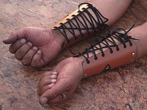 Medieval Leather Bracers Armor Celtic Light Brown Genuine Pointed Top Fantasy Cuff