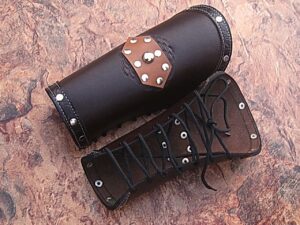 Assassins Guild Dark Leather Bracers Light Armor Brown Arm Cuffs Pair