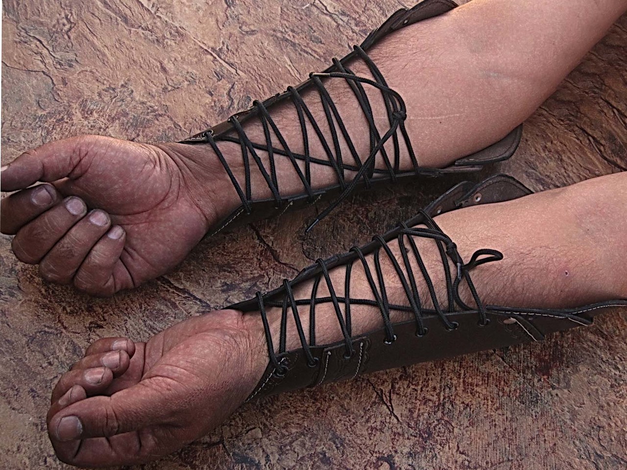 Brown Leather Cow Skin Armor Pointed Tip Fantasy Medieval Cuff