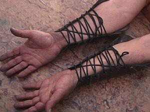 Brown Leather Cow Skin Armor Pointed Tip Fantasy Medieval Cuff