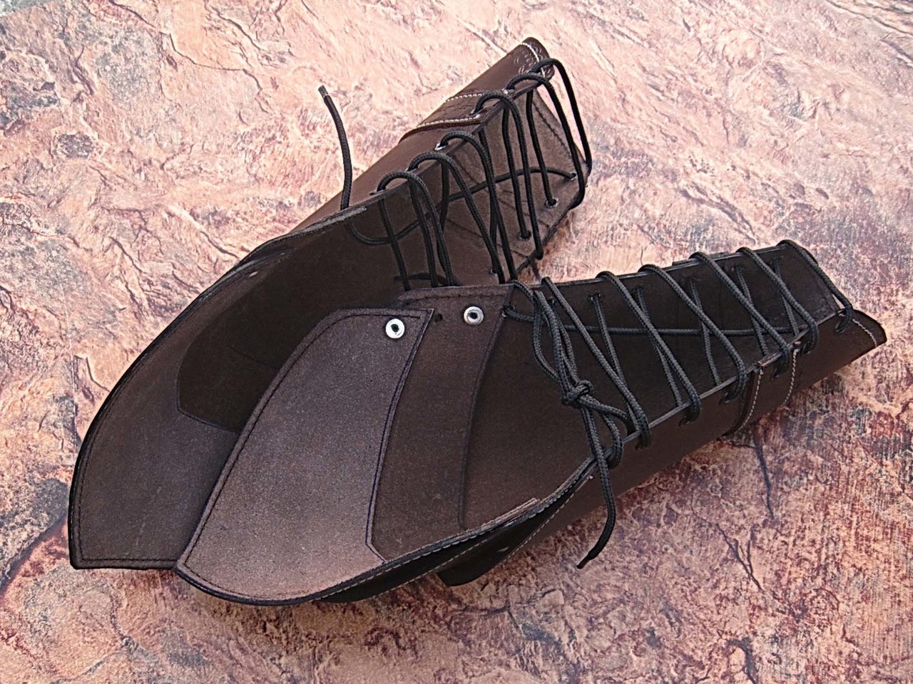 Brown Leather Cow Skin Armor Pointed Tip Fantasy Medieval Cuff